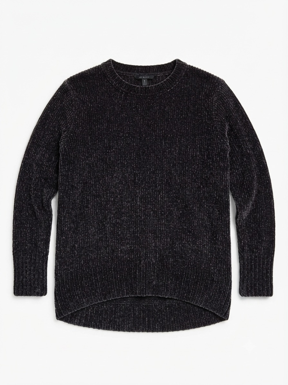 Denver Hayes Chenille Knit High-Low Crewneck Sweater Dark Gray Size Large
